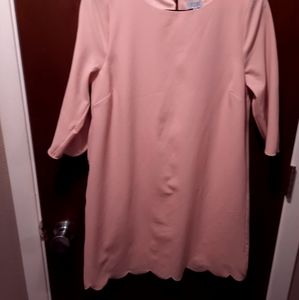 TOBI blush pink scalloped edge dress